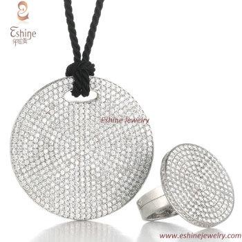 wholesale White Rhodium Brass Jewelry set with Micro-Pave clear AAA CZ & high-end crafted