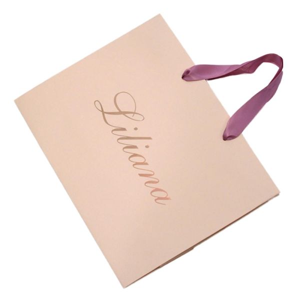 Custom Luxury Pink Coated Paper Gift Bag 12x8x4 Inches with Handles