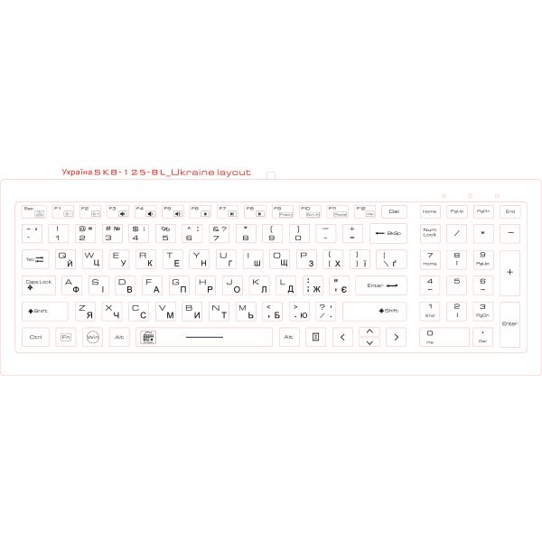 Washable Medical Industrial Silicone Backlit Keyboard With Low-profile Keys
