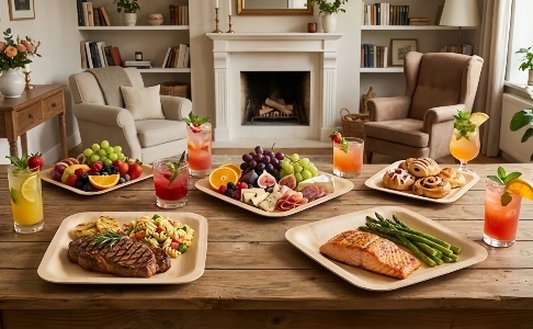 Compostable Square Disposable Bamboo Plate Dinnerware Customized