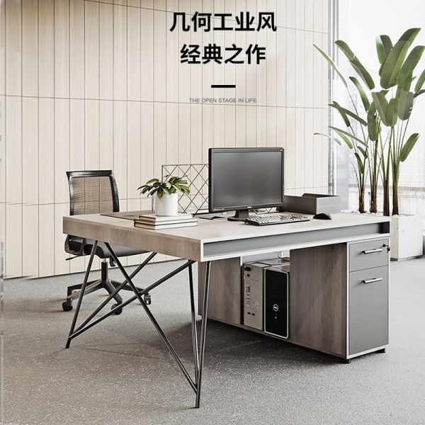 Solid Wood Industrial Style Office Staff Desk with Customized Colors and Mail Packing