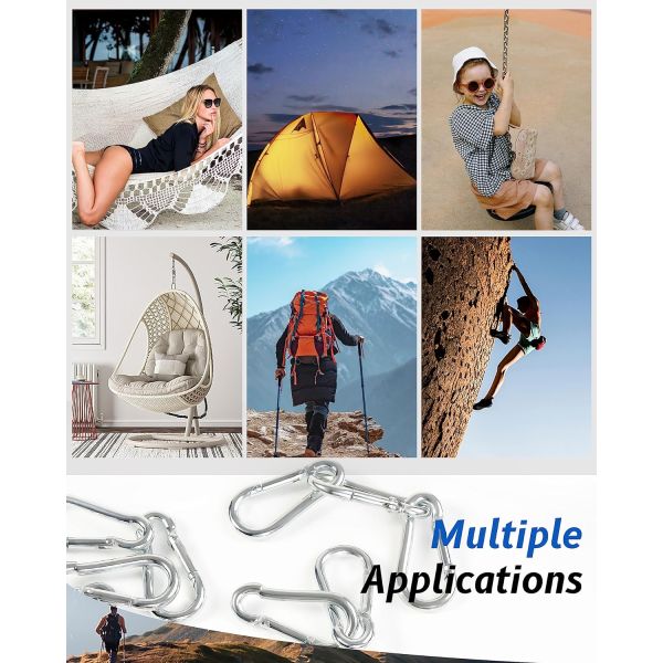 Finition polie Carabiner en acier inoxydable Crochet à ressort avec œillet et vis