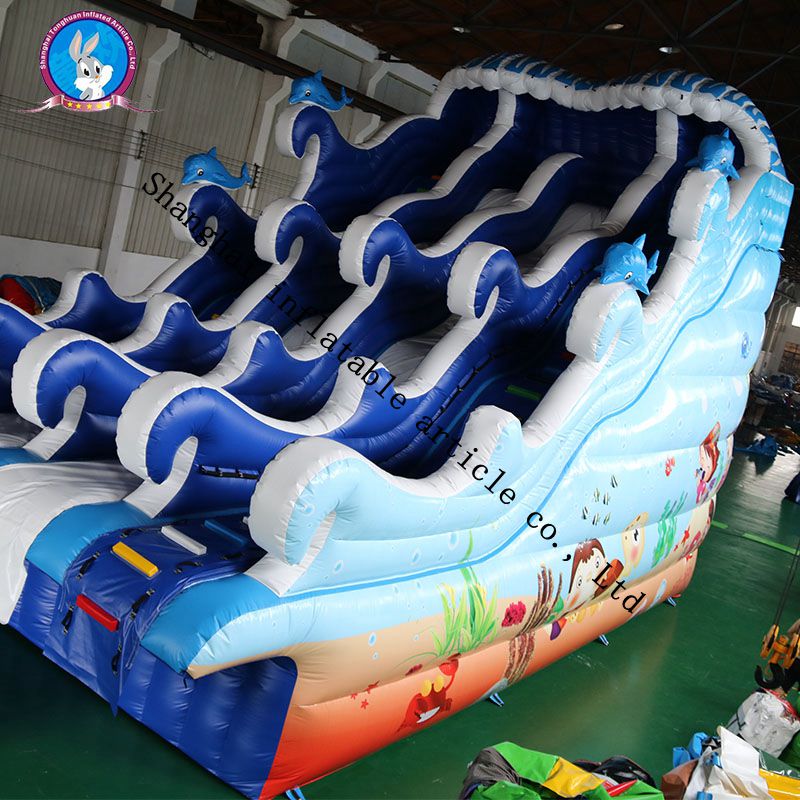 Hot sale large water slide inflatable for water park, amazing quality shark inflatable slide