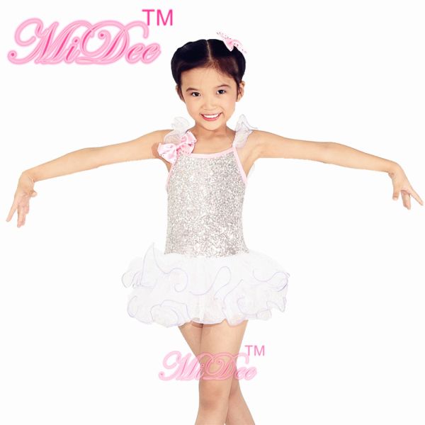 Curling Hem Tiers Skirt N Curling Hem Ruffle Straps Silver Sequins Over Pink Dress Dance Clothes for Kids