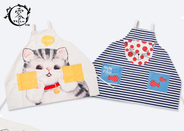 Cute Animals Women Kitchen Apron with Pockets Extra Long Ties For Cooking
