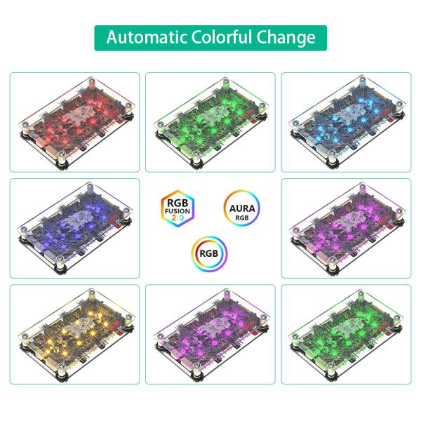2 en 1 16 voies 5V ARGB et 12V PWM DC Fan Hub avec boîtier acrylique et écran magnétique pour ASUS/MSI 5V 3Pin contrôleur LED