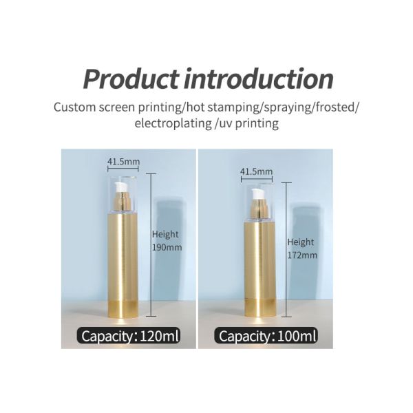 Empty Luxury Airless Pump Bottle 30ml 50ml Cream Vacuum Bottle Brushed Metal Replacement