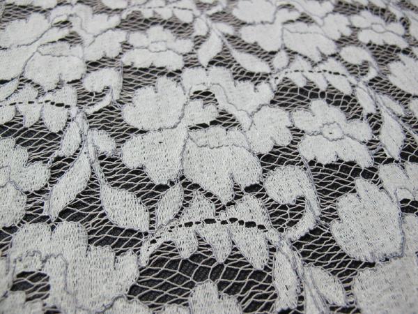 Grey Elastic Cord Lace Material / Floral Viscose Nylon Cotton Fabric CY-DK0011