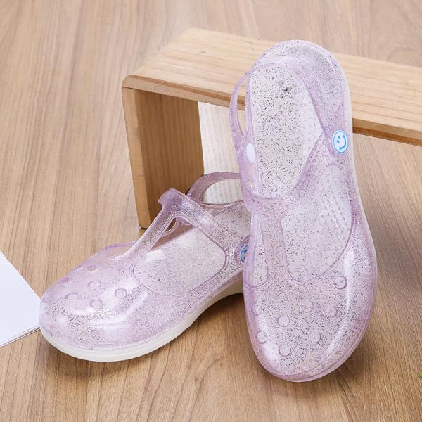 Beautiful Jelly Girls Clog Slippers , Breathable Beach Shoes With Low Heels