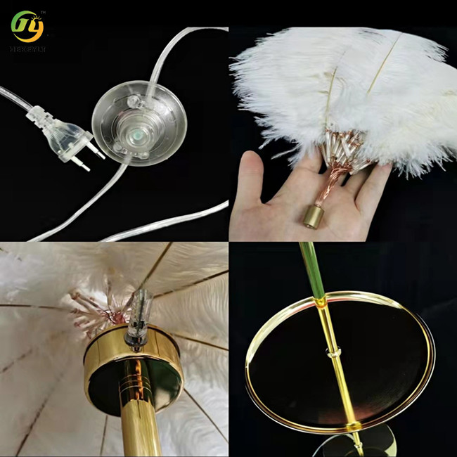 H50cm Usb Прикроватная настольная лампа Dimmable Декоративная G4 Gold Iron Feather
