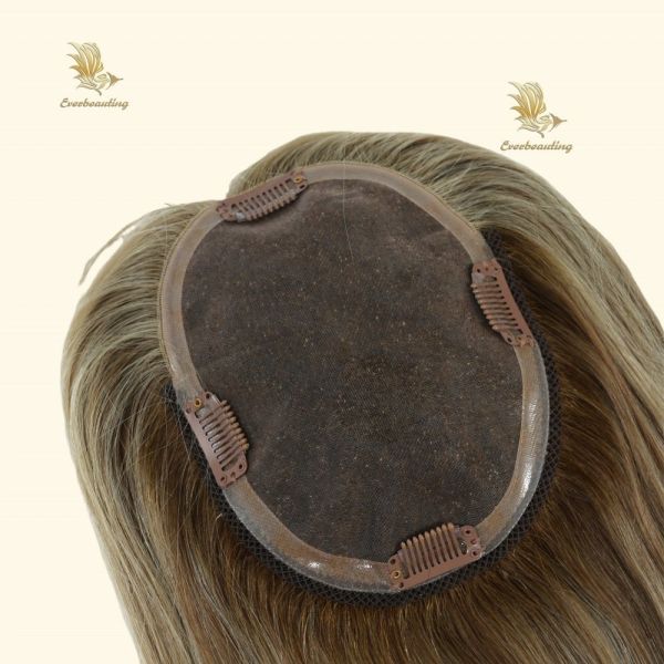 Muti-Color Silk Top Human Hair Topper with Bangs Length 16 inch