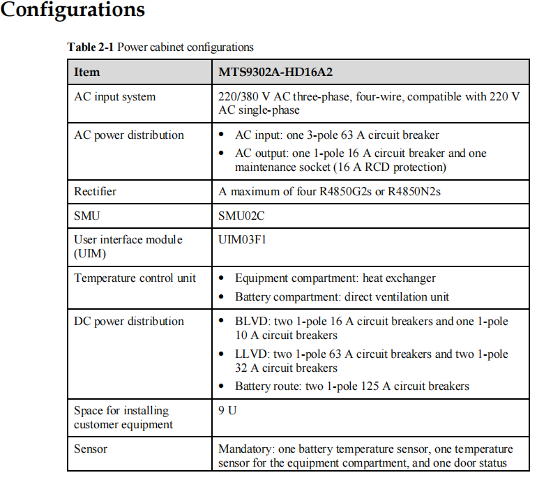 48V DC Huawei Outdoor Cabinet 200A Communications Power Cabinet MTS9302A-HD16A2