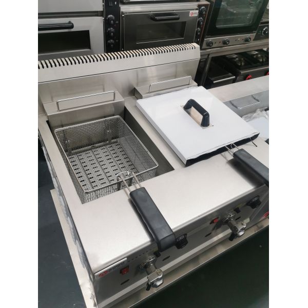 Высокая 18L 18L промышленная большая глубокая фритюрная газовая фритюрная машина с 2 резервуарами и 2 корзинами