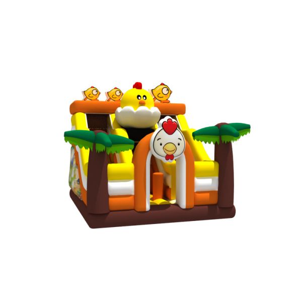 Eventos comerciales inflables Parque divertido Niños inflables Pollo dibujos animados Puñeteros con combinación de diapositivas