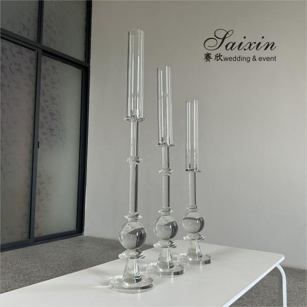High Quality Candle Holder 3 pcs Set Crystal Wedding Decor Supplies Tall Centerpiece Crystal Candle Holder