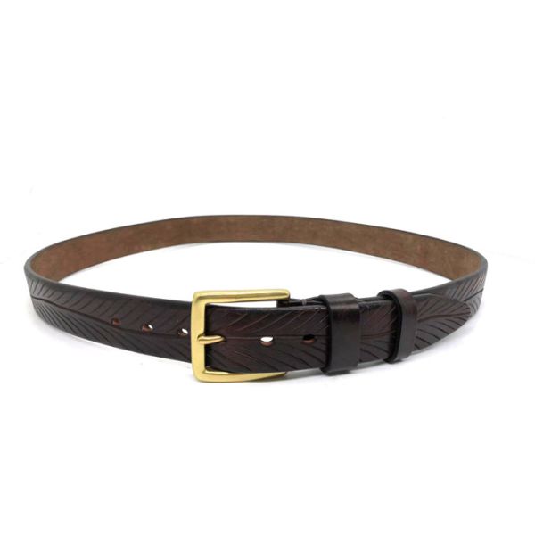 Male 100cm Casual Embossed Leather Belt With Alloy Buckle