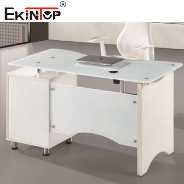 Metal Feet Glass Computer Desk Executive Glass Table Standard Customized