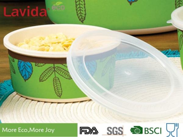 Recycled Durable Eco Bamboo Fiber Storage Box 5-PC Set With See - Through Lid