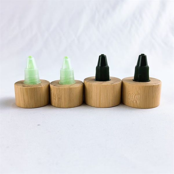 24/410 28/410 Disc Top Caps with Bamboo Collar for Lotion and Cosmetics