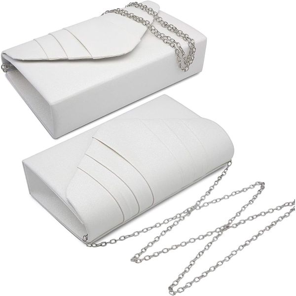 DASEIN WOMEN'S EVENING BAG PLEATED ENVELOPE CLUTCH HANDBAG WEDDING PARTY BRIDAL PURSE