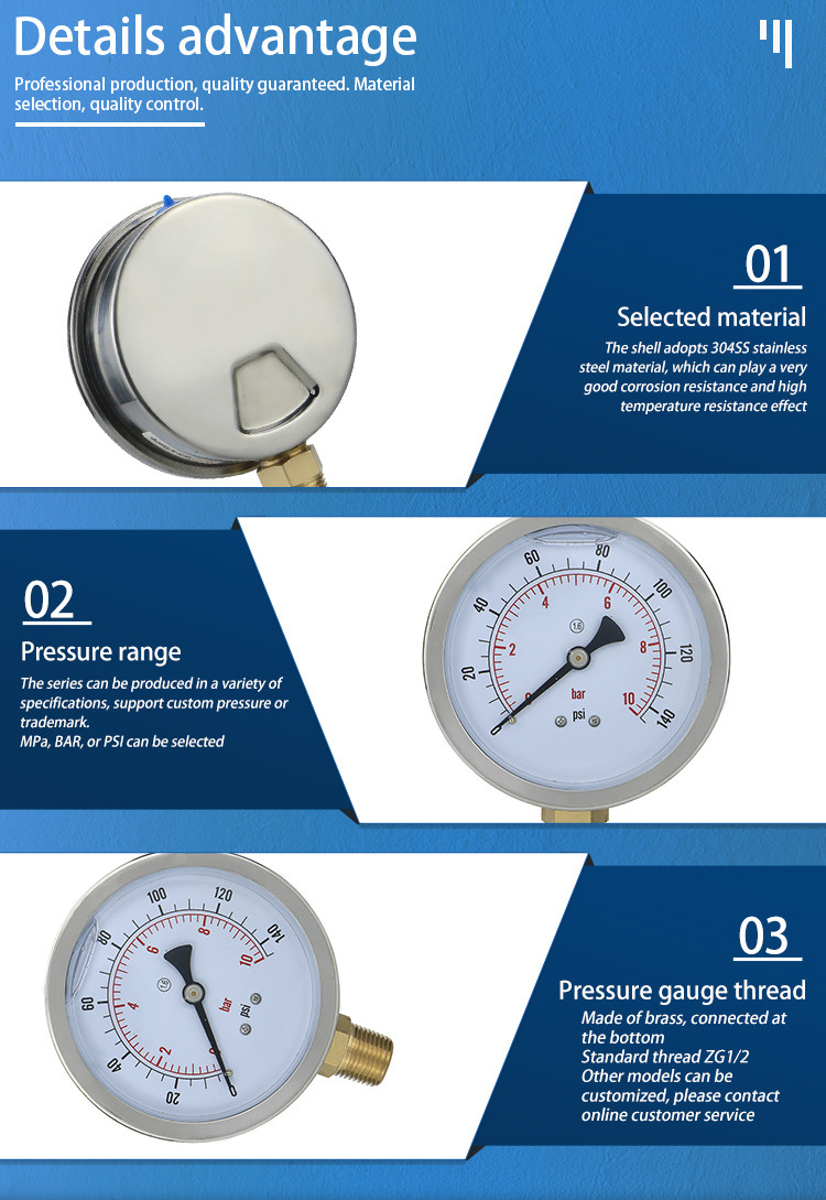 YN100 400bar Shock Proof Manometer for Accurate Readings in 's Industrial Sector
