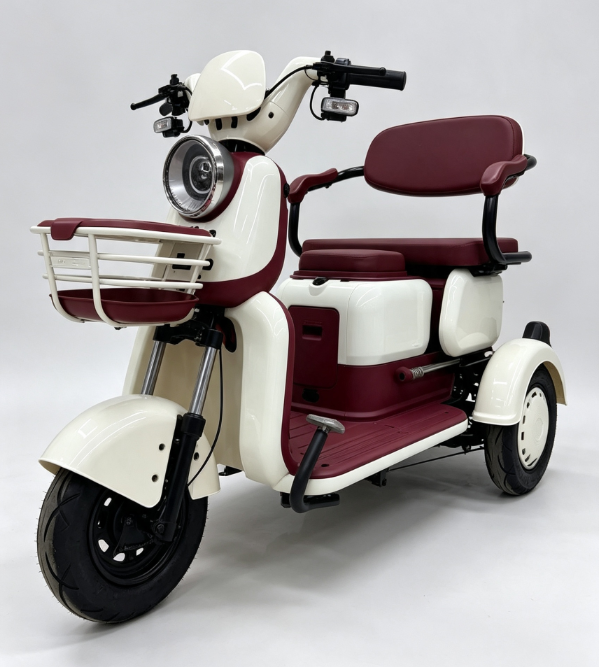 Steel Body Electric Tricycle with 300-8 Tubeless Tire and Multi-Passenger Seats for Family Commuting