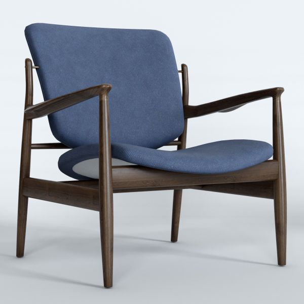 Modern French Style Teak Chairs Fabric Recliner Lounge Area