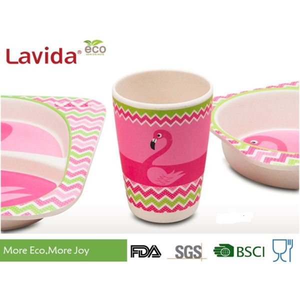 Food Grade Bamboo Childrens Dinner Set BPA Free 5 Pieces Free Heavy Metals