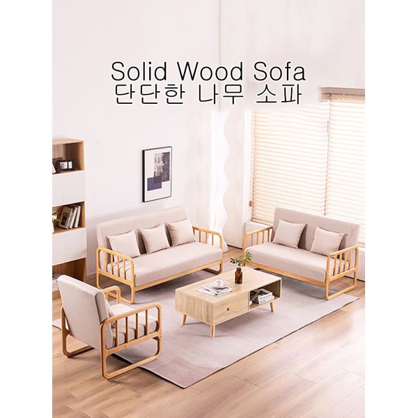 Upholstered Armrest Kid Sofa Solid Wood Loveseat 3 Seater Couch Linen Material Living Room Chair for Reading Accent