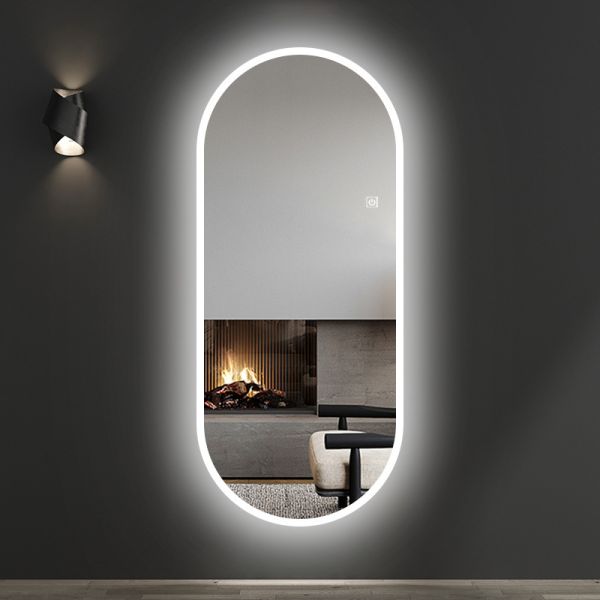 Dimmable 3 Colors Anti-Fog Light Memory IP65 CRI95 Large Wall Mounted Oval Mirror with lamp(WH-MR-102)