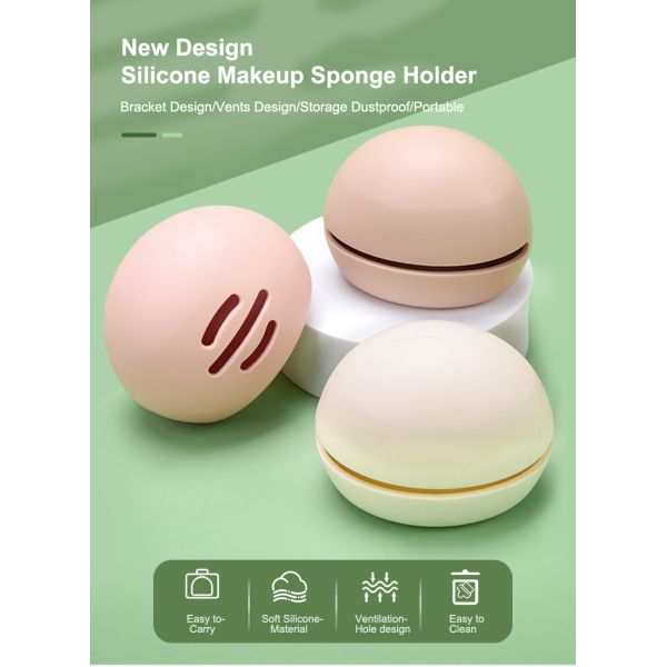 Custom Eco-friendly Soft Silicone Makeup Sponge Blender Holder Box for Cosmetic Travel
