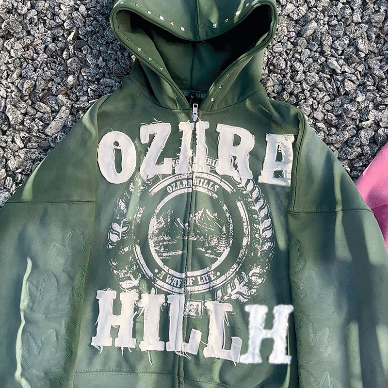 Patches bordados de moda Acid Wash Hoodie de gran tamaño Logotipo personalizado