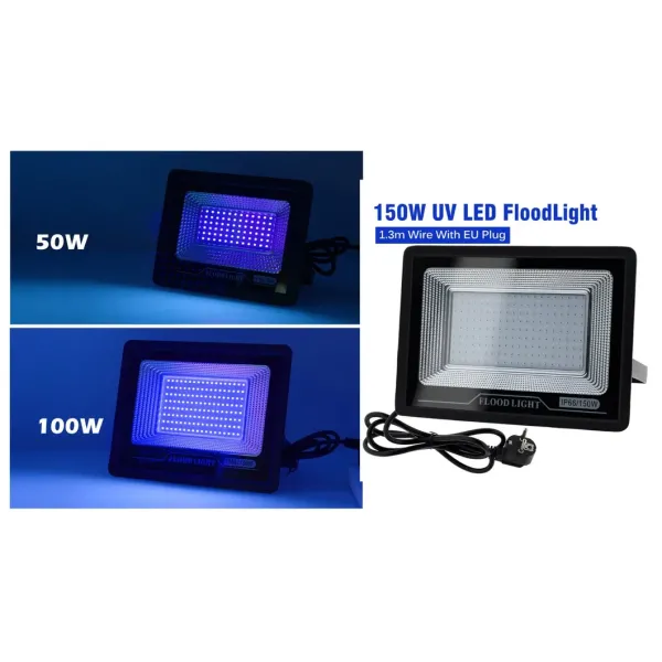 3-Second Fast Curing IP66 Waterproof 395nm UVA Adjustable Mounting 100W UV LED Flood Light for Instant Coatings and Building Material Bonding