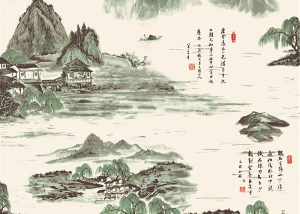 Non Pasted Strippable Asian Inspired Wallpaper For Hotel / TV Background