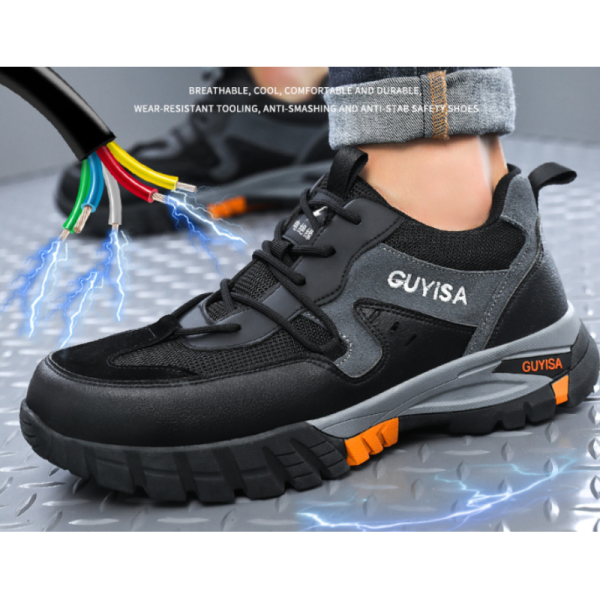 Men's Summer Breathable Insulated Work Shoes 10KV Steel Toe Safety Shoes Puncture & Impact Resistant Soft Sole Electrician Shoes