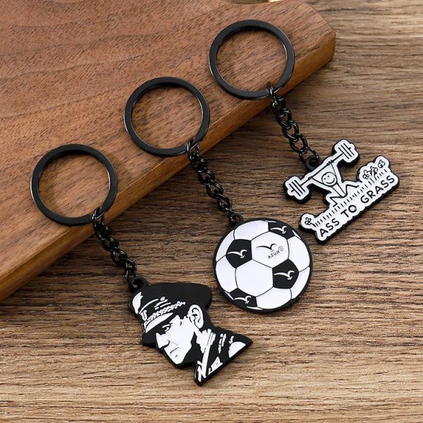 Customized Key Rings Souvenirs Car Company Logo Key Chain Zinc Alloy Black White Keychain
