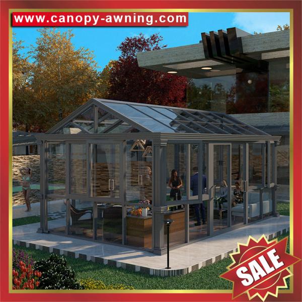 high quality outdoor backyard prefabricated solar four seasons aluminum glass sun house sunroom enclosure cabin kits