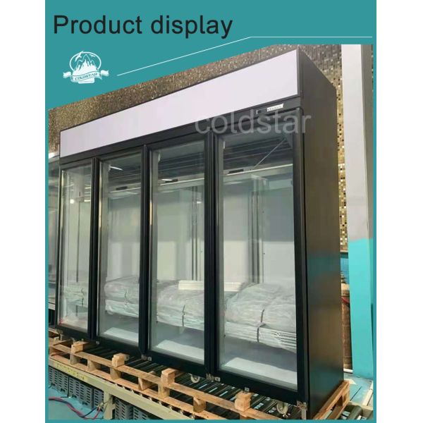 Supermarket Commercial Upright Display Ice Cream Cooler Vertical Freezer