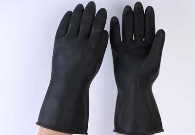 31Cm Industrial Cleaning Gloves Unflocked Lining Black Rubber Gloves Heavy Duty
