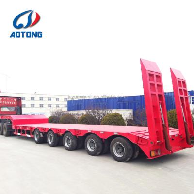 High Load Capacity Steel 100ton Low Bed Trailer with Heavy Load Servo 5 Axle Steering