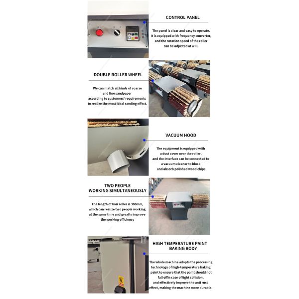 Wood Sanding Machine Double Head Drum Brush Sander for Polishing Solid Wood Furniture