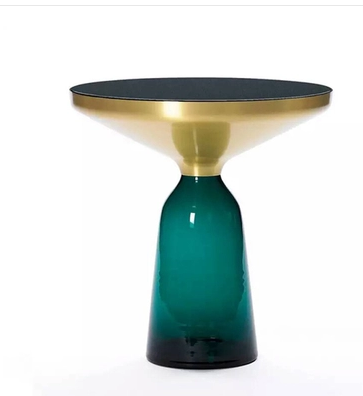 Tempered Glass Bell Side Living Room Table Sets Round Gold For Coffee Room