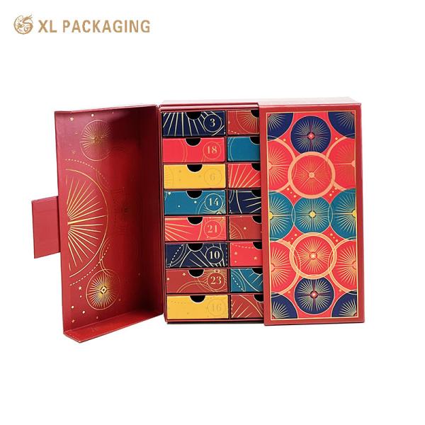 XL Packaging Custom Luxury Boxes OEM 24 Drawer Advent Calendar Box Tea Bag Hot Chocolate Bag Hot Coffee Calendar Paper Box For Gift