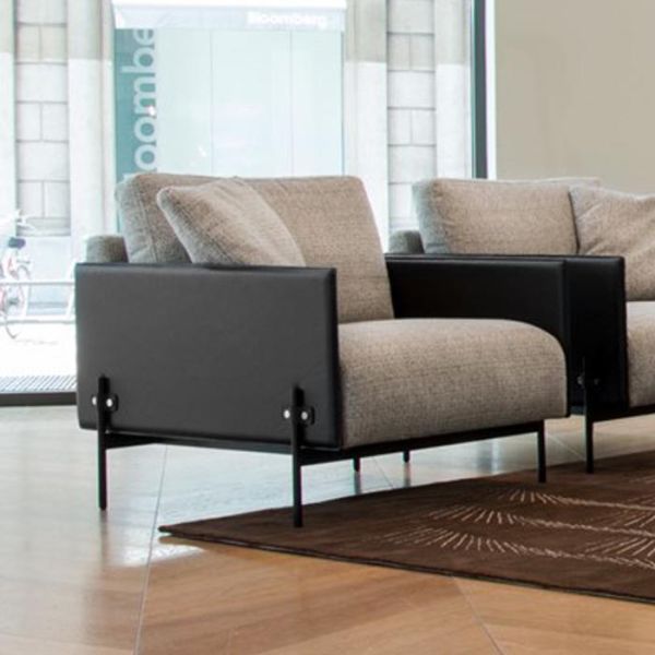 Customized Fabric Living Room Arm Chair / Printed Logo Light Blue Armchair