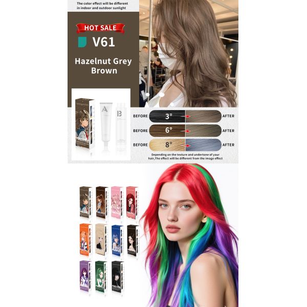 Kit de coloration capillaire semi-permanente à domicile sans ammoniaque pour hommes et femmes, formule à base de plantes pour barbes