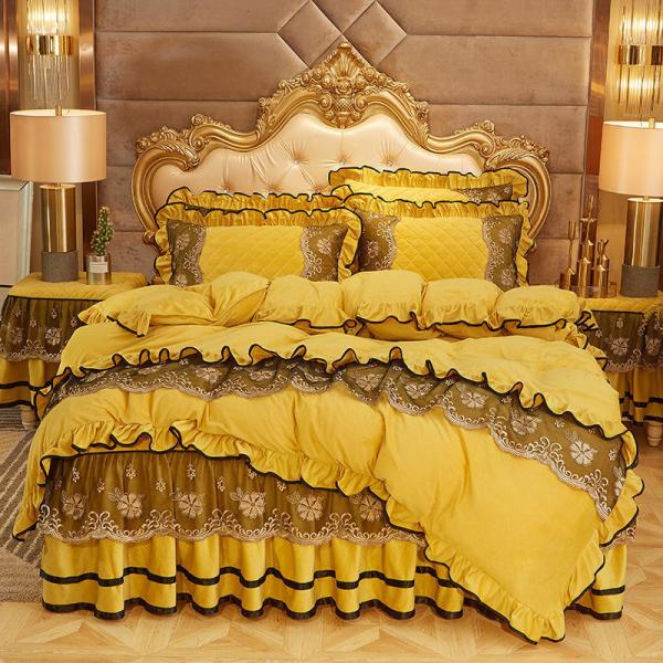 Sanding Winter Bedspread Set 4 Piece Luxury Embroidered Bedding for 2.0m 6.6 feet Size Bed