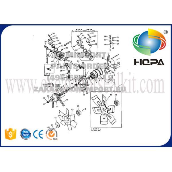 6136-61-1101 6136-61-1102 Water Pump of Engine S6D105 Excavator Parts PC200-1/2