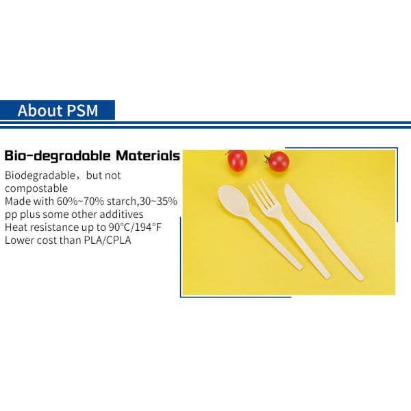 Biodegradable Plastic PSM Disposable Cutlery for Fast Food Takeaway