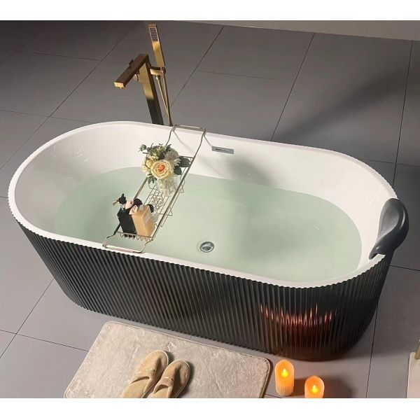 1800/1700/1600/1500/1400mm Oval Pure PMMA Acrylic Freestanding Bathtub Line Outer Tub