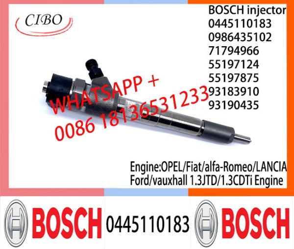 Diesel Common Rail Injector 0445110183 0986435102 55197875 for OPEL/Fiat/alfa-Romeo/LANCIA/Ford/vauxhall 1.3JTD/1.3CDTi